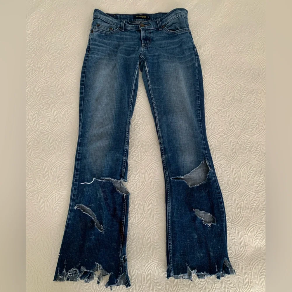 Homemade Zombie Halloween Costume Medium White Red Shirt Damaged Blue Jeans